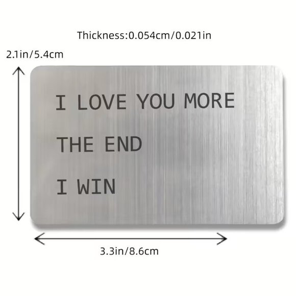 I Love You More Wallet Card Insert Metal Wallet Love Note Gift Husband Boyfriend - Picture 5 of 5